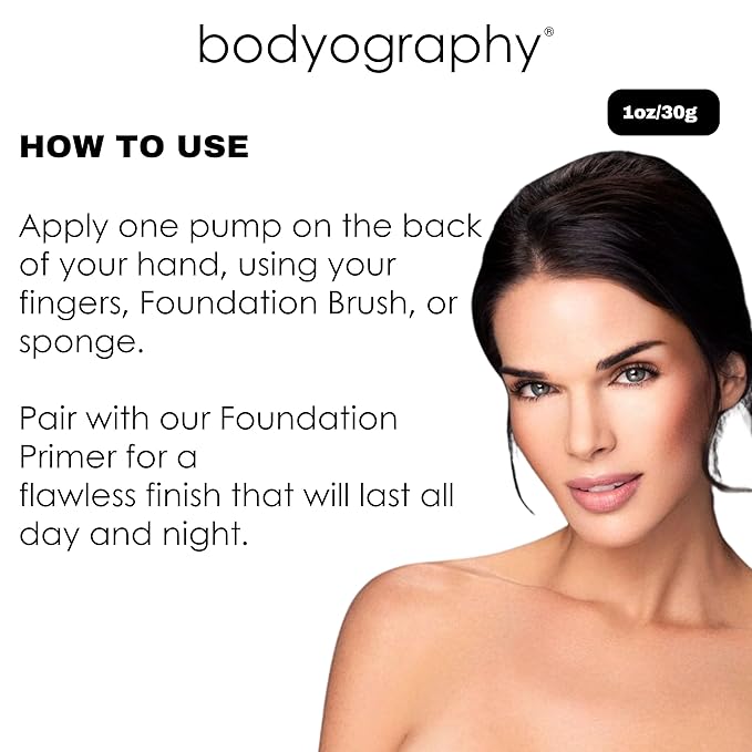 Bodyography Natural Finish Foundation - Oil-Free Anti-Aging Salon Natural Finish w/Vitamin E, C, Antioxidants (Dark #240 (Warm Undertone))