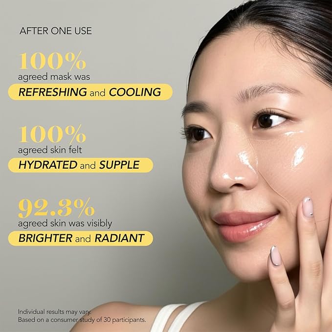 Saturday Skin Yuzu Vitamin C Hydrogel Mask for Glass Skin, Cooling, Deep Hydration,Firming, Reduce Redness Daily & Overnight Mask Suitable for All Skin Types, Korean Skincare, 4EA