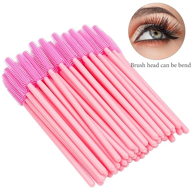 MyAoKuE-UP 100pcs Silicone Mascara Wands Disposable Eyelash Brushes Wand for Extension Makeup Brush Tool Bulk