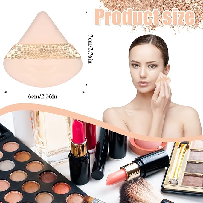Pimoys 6 Pieces Powder Puff Face Triangle Makeup Sponge Soft Powder Puffs for Loose Powder Foundation Sponge Setting Powder Puff Makeup Tool, Stocking Stuffers Gift for Women
