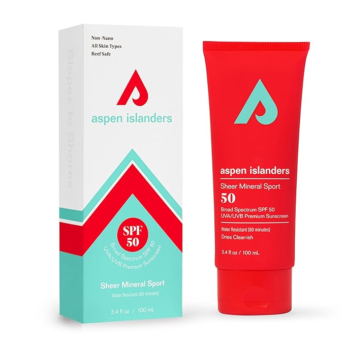 Reef Safe Sheer Mineral Sport Sunscreen Lotion SFP 50, No White Cast Zinc | Face & Body | Anti-Aging | Non-Toxic | Water-Resistant | Eco-Friendly | Anti-Irritating (3.4 fl oz)