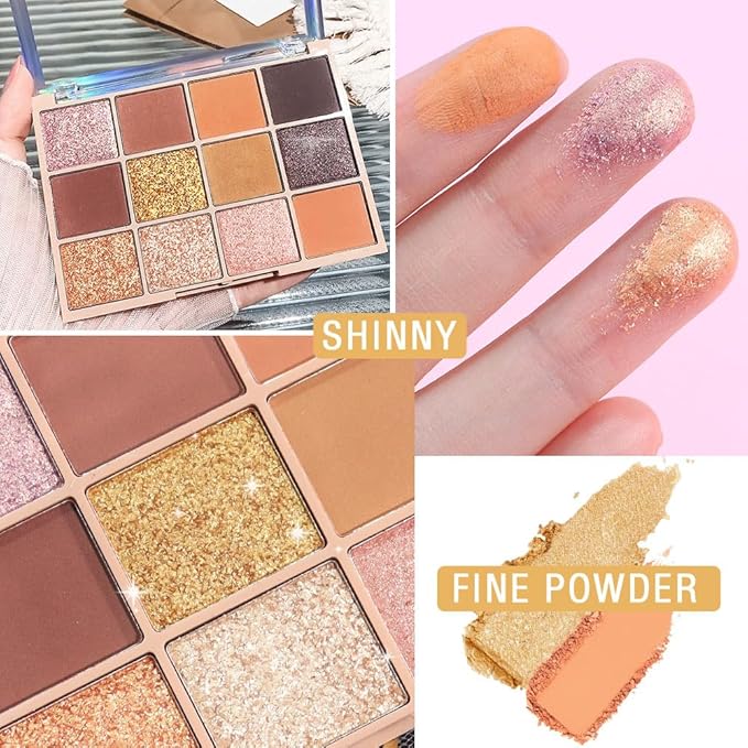 SUAKE Neutral Eye Shadow Palette,Nude Pink Champagne Naked Cream Eyeshadow Palette,Make Up Pallets for Women, Highly Pigmented Long Lasting Naturing-Looking,Blendable,Vegan