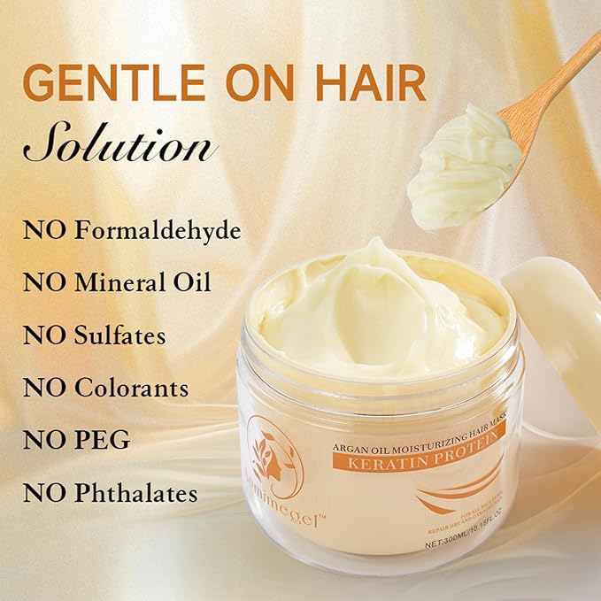 Collagen Hair Mask,Deep Repair Conditioning Argan Oil Hair Mask for Damaged Hair Treatment, Deep Conditioner Hydrating Hair Masque for All Hair Types 10.15oz 300ml