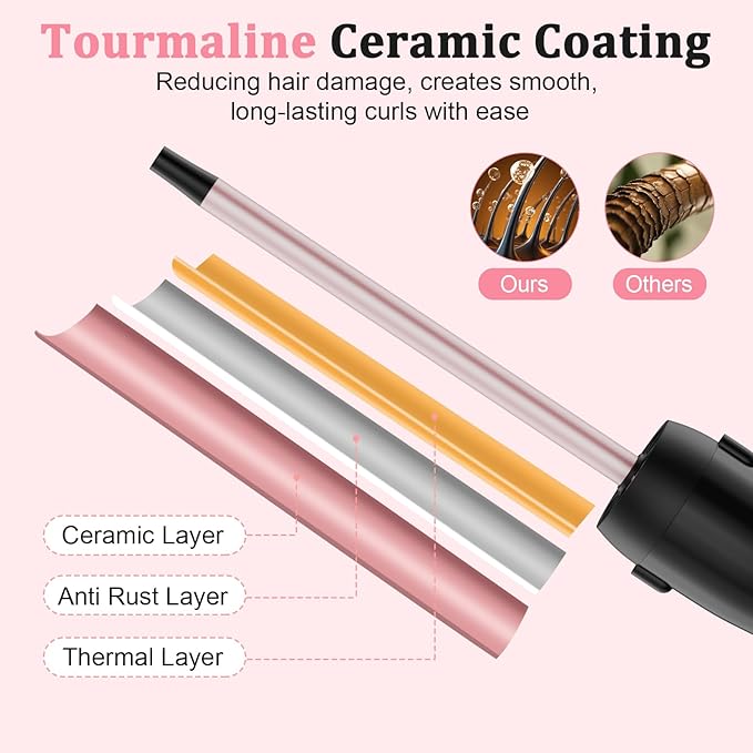 3/8 Inch Small Curling Iron, 9mm Tiny Curling Wand for Short & Long Hair, Ceramic Small Barrel Curling Iron with Adjustable Temperature, Fast Heating Hair Curler with Heat Resistant Glove & 2 Clips