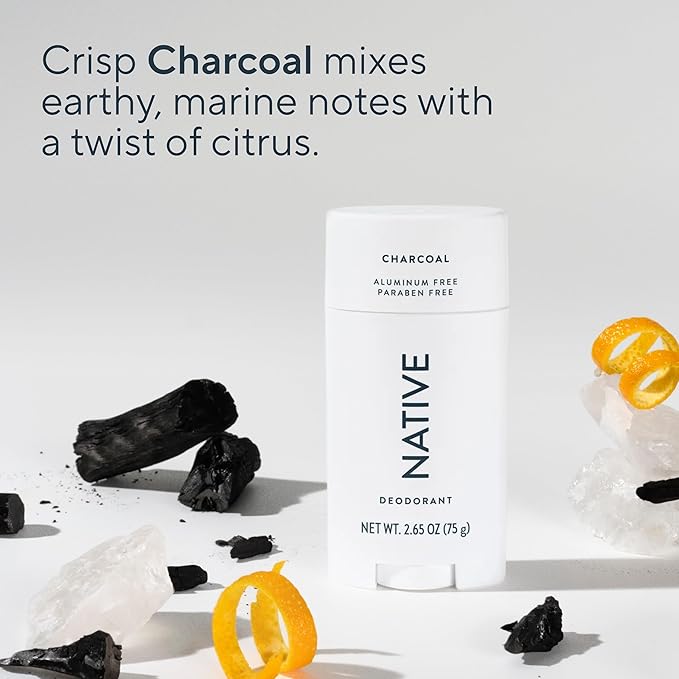 Native Deodorant | Natural Deodorant for Men, Aluminum Free with Baking Soda, Probiotics, Coconut Oil and Shea Butter | Charcoal
