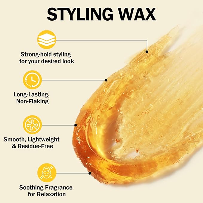 Edge Control for Black Women with Castor Oil & Biotin - Strong Hold Braiding Curly Hair Gel Edge Control Wax - Hair Styling Wax Non-Greasy, Non-Flaking, Supports Hair Growth, For All Hair Types 5.3 OZ