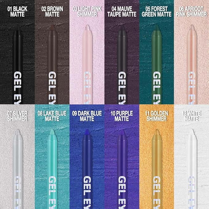 Dark Blue Matte Gel Eyeliner Pencil, Multi-Use Waterline Eyeliner with Sharpener, Sharpenable Eye Liner Waterproof Smudge Proof, High Pigmented Eye Makeup Liners, Vegan & Cruelty-Free 09
