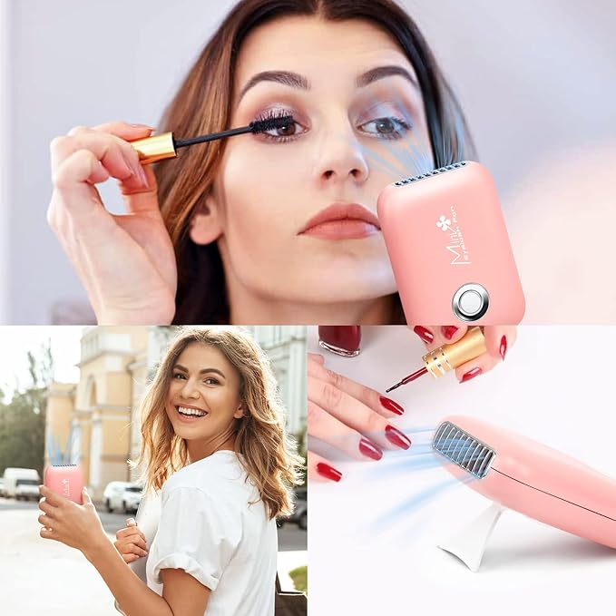 Buqikma Eyelashes Rechargeable Fan, Mini Lash Fan Eyelash Extensions Portable USB Handheld Fans Dryer Air Conditioning Blower for Eyelash Extension Supplies (Pink)