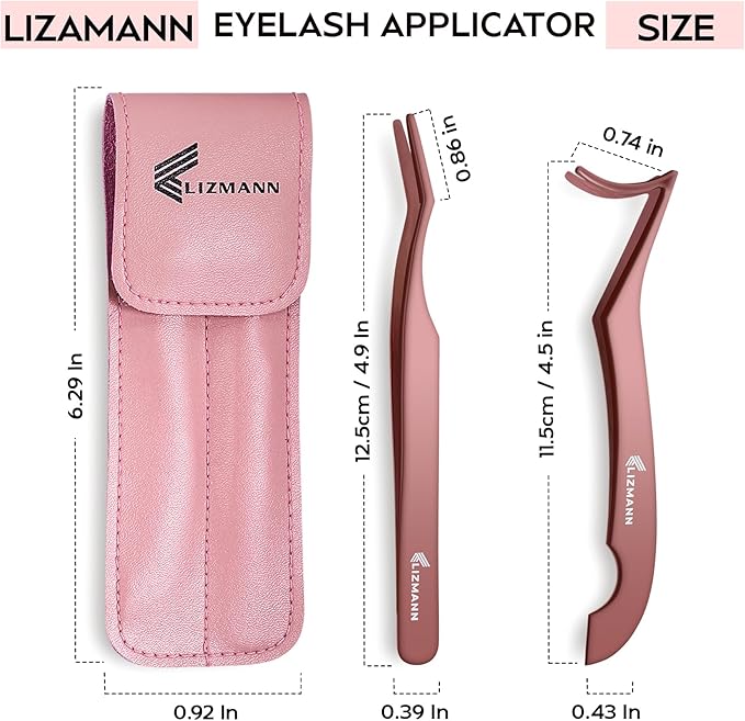 LIZMANN Eyelash Applicator Tweezers 2 PCS Tool for False Eyelash Application & Lash Extensions, Mistake-Proof Lash Placement Tweezers for Professional and DIY Use