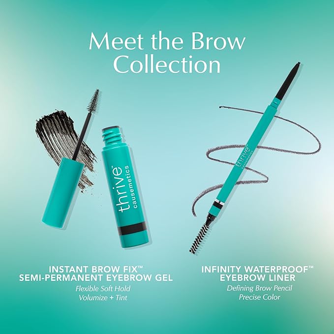 Thrive Causemetics Instant Brow Fix Semi-Permanent Eyebrow Gel, Waterproof Tinted Eye Brow Gel with Vitamin B5, Smudge-Proof, Long Lasting Definition, Vegan & Cruelty Free, Audrey (Medium Brown)