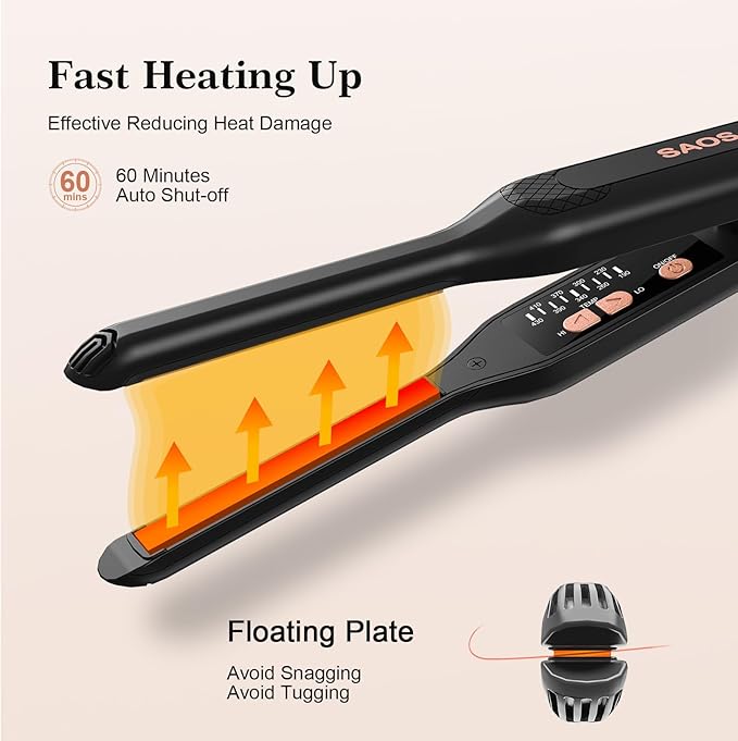 Pencil Flat Iron, 3/10" Small Flat Irons for Short Hair, Pixie Cut and Bangs, Mini Hair Straightener for Edges, Tiny Hair Straightener Dual Voltage with Adjustable Temperature, Auto Shut Off
