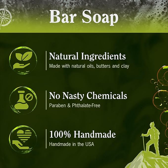 CompassSoap Natural Soap for Men | Skin-Friendly, Hand Made Soap Bar Gift Set | Best Exfoliating and Cleansing Bar Soap for Men | 5 Oz. Variety Pack of 5