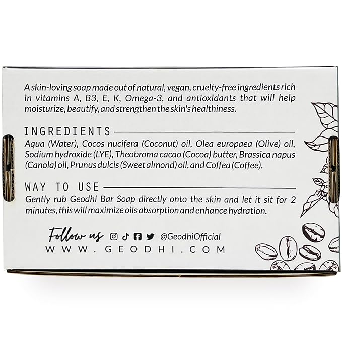 Handmade Vegan Cold Process Soap with Premium Essential Oils, Great for Acne, and Dry Skin - Set of 4 Both Women and Men Soap Bar-. (Coffee Scent)