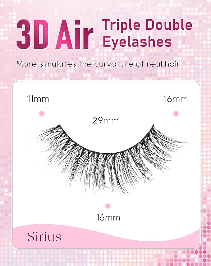 Frihappy Wispy Lashes Natural Eyelashes Cat Eye Lashes False Eyelashes Natural False Lashes Mink Lashes Fluffy 16mm Lashes 3D Air-Sirius