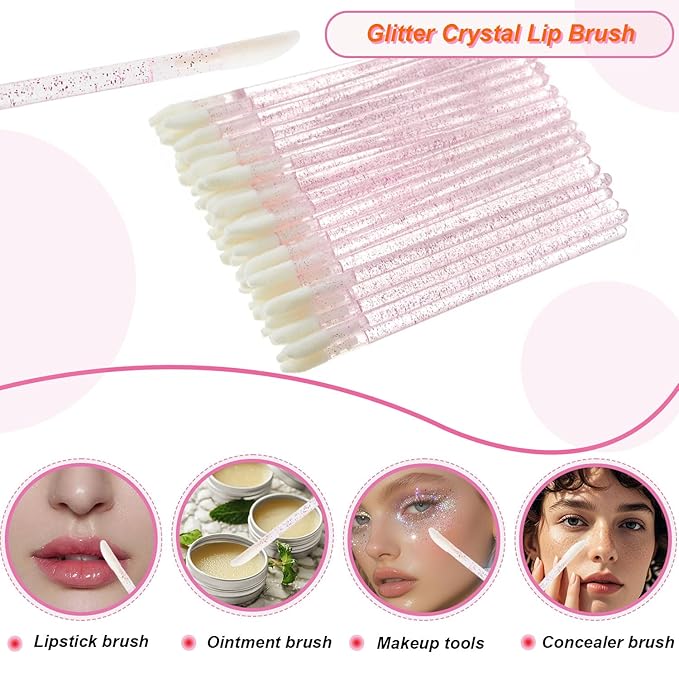 300PCS Eyelash Extension Supplies Kit, Disposable Micro Swab Brushes Eyebrow Spoolies Lip Brushes Mascara Wands Makeup Applicator Tools(Pink)