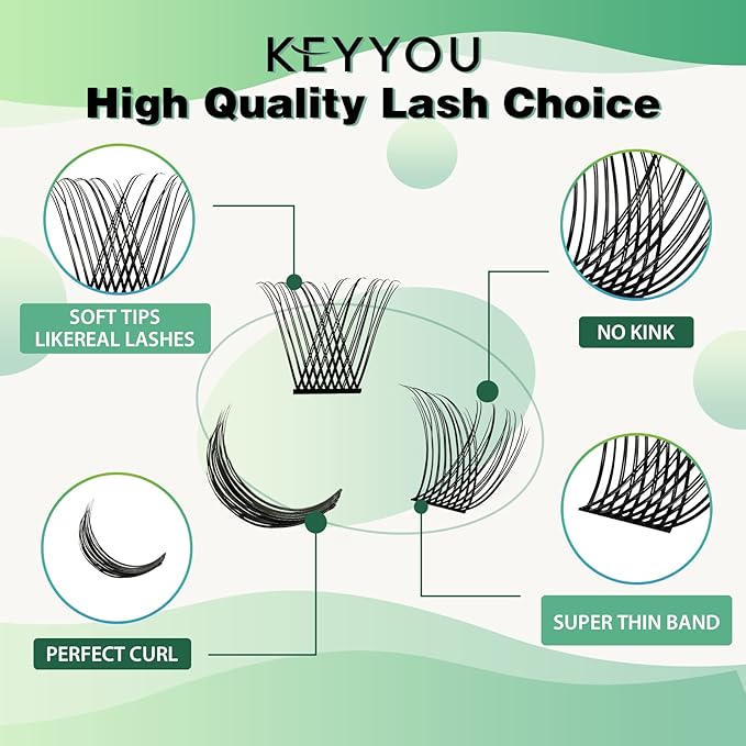 Lash Clusters,96 Pcs Cluster Lashes D Curl 10-18MIX DIY Lash Extensions Eyelash Clusters,KEYYOU Volume Wispy Individual Lashes Soft&Comfortable Easy DIY at Home(Y13,D-10-18MIX)