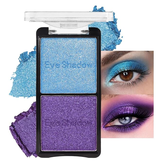Double color eye shadow, Eyeshadows Creamy, high pigment eye makeup palette, matte shimmer metal eye shadow powder, Blendable, Ultra-Pigmented, Easy to Apply, Matte & Shimmer, (02)