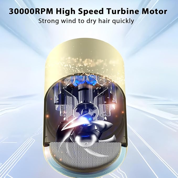 Portable Hair Blow Dryer with Nozzle, Strong Power and Double Blue Light, Making Hair Dry Fast and Comfortable Unconsciously, Suitable for Home, Travel, Salon (Blue)