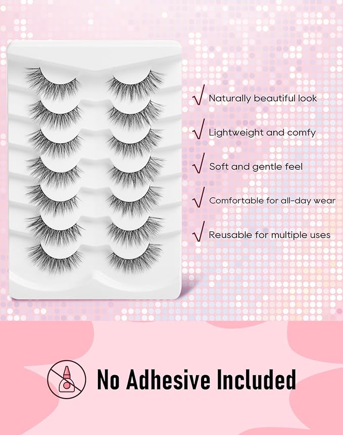 Frihappy Fake Lashes Natural False Lashes Wispy Lashes Fluffy False Eyelashes Natural Fake Eyelashes Strip Lashes 13mm Lashes 3D Air-Arcturus