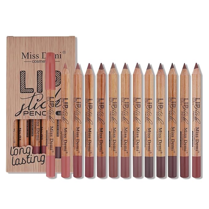 12PCS Lip Liner Pencils Set Pack for Shaping & Sculpting Lips, Modifieddark Lip Color Lipsticks,Long-Lasting Waterproof Lipsticks. (01, Color)