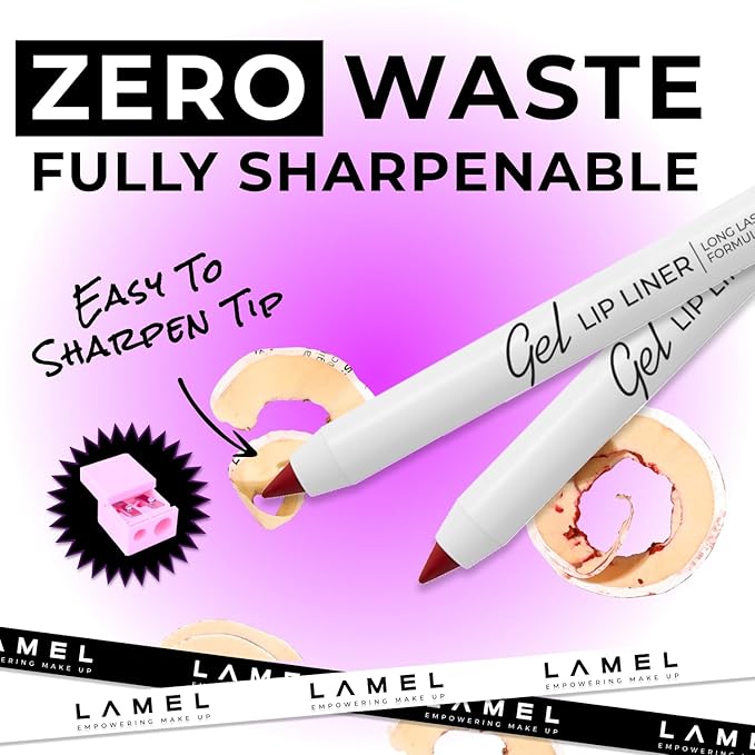 Matte Gel Lip Pencil – Waterproof, Long Lasting, High Pigment & Sharpenable – Creamy Texture for Smooth Finish – Dark Red, Vegan - Vegan, Ruby red - N.411