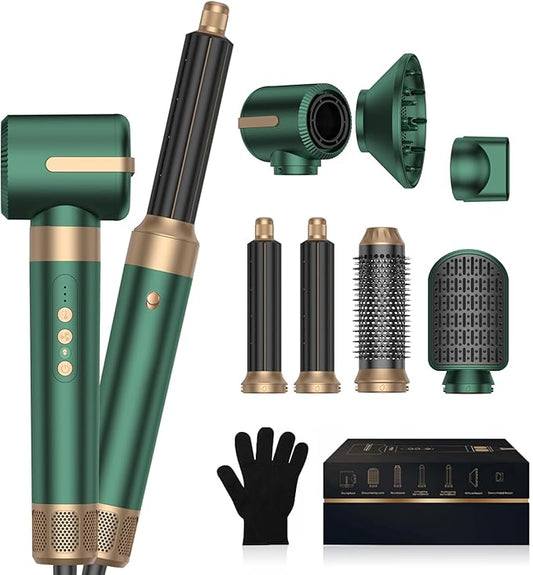 Blow Dryer Brush 7 in One,Negative Ion Hair Set Upgrade Hot Air Brush Air Styler Curling Wrap Air Curler, Curling Iron Hair Styling Tools As A Gift for Straight/Curl/Drying/Smoothing