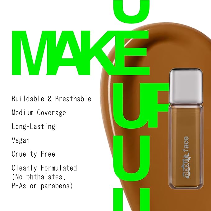 about-face THE PERFORMER Skin-Focused Foundation D1Olive – Medium Coverage, Long-Wear, Breathable & Buildable Base – Clean, Vegan, Hydrating Formula with Blue Agave & Chlorella – 1.08oz