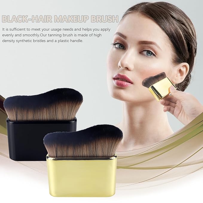 2pcs Self Tanner Brush Body Makeup Brushes Liquid Foundation for Self Tan Brush Self Tan Applicator Face Neck Body Leg Tanning Makeup (Gold+Black)