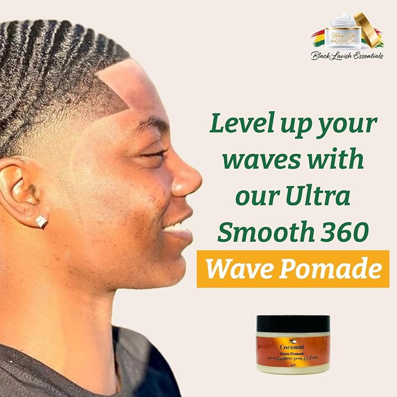 Ultra-Smooth 360 Wave Pomade, 4oz Coconut Hair Butter, Strong Hold Non-Greasy Hair Styling Cream for Deep Waves, Shea and Mango Butter Natural (Coconut 360 Pomade, 4oz)
