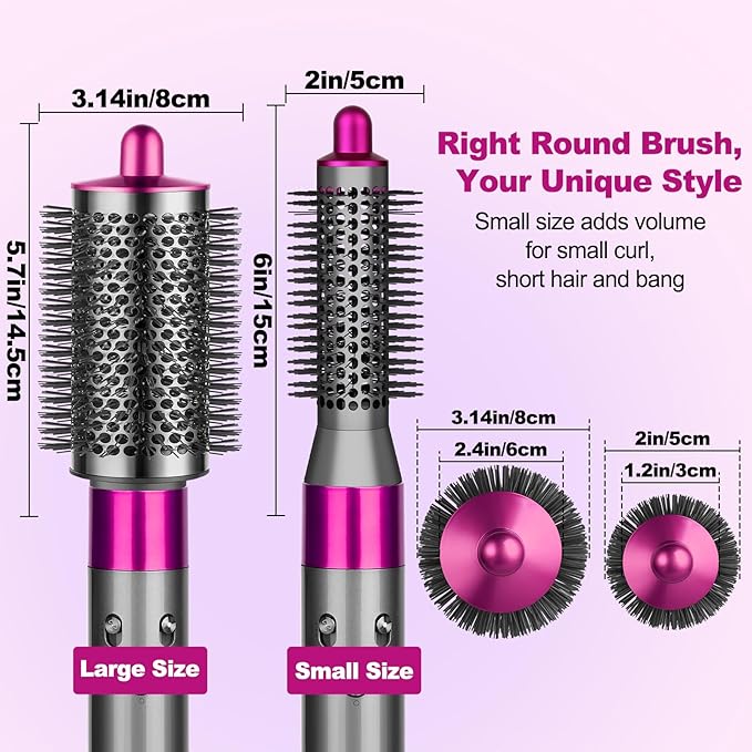 Small Round Volumizng Brush Attachment for Dyson Airwrap HS01 HS05 HS08, 20MM Smaller Tiny Round Brush Volume Boost Short to Medium Length Hair, Bangs to Creates Defined Bouncy Curls