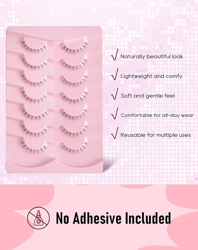 Bottom Lashes Strip Natural Bottom Eyelashes Clear Band FRH-29