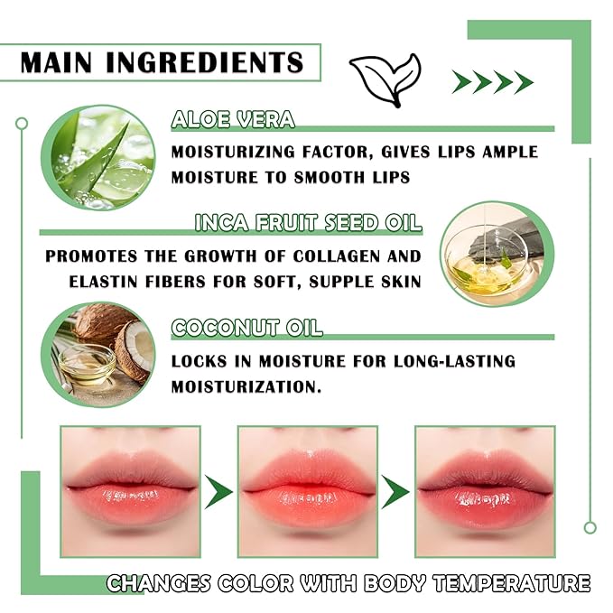4PCS Aloe Vera Color Changing Lipstick,Temperature Color Change Lip Gloss Makeup Set,Waterproof Long Lasting Aloe Vera Tinted Lip Balm Moisturizer,Moisturizing PH Mood Magic Lipstick for Women