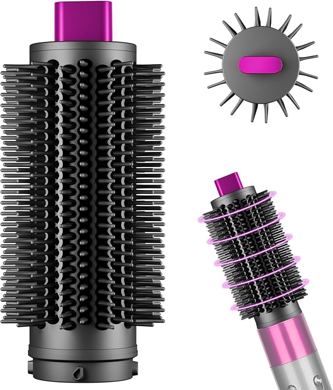 Upgraded Round Volumizing Brush Attachment for Dyson Airwrap HS01/05/08, Round Brush for Dyson Air wrap Accessories for Straighten Dry Curls Add Volume, Rose
