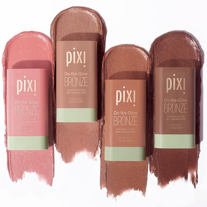 Pixi On-the-Glow Bronze - WarmGlow, Hydrating Tinted Moisture Bronzer Stick with Ginseng, Aloe Vera & Fruit Extracts, For Cheeks & Lips, 19g / 0.6oz, Paraben-Free