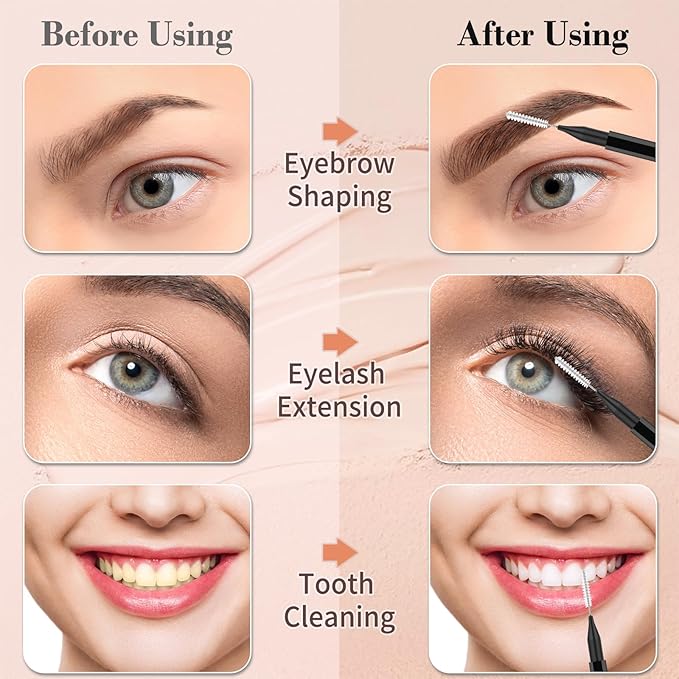 120PCs Micro Eyebrow Spoolies & Laminator Brush Set with Cap, Eyelash Comb, Interdental Brushes, Lash Filler & Eyebrow Lift Tint Tools
