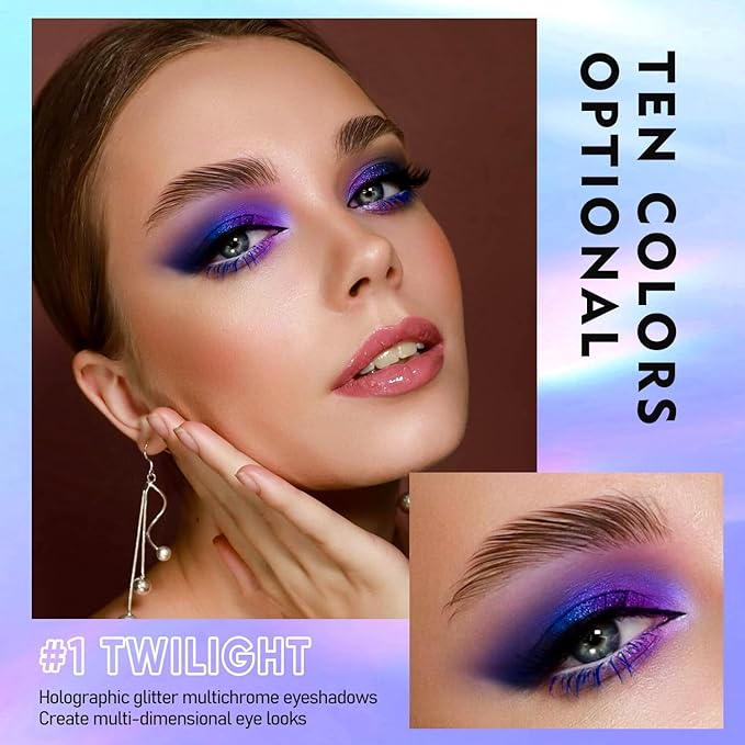 MAKI YIKA 3Pc Glitter Eyeshadow Liquid Multichrome Eyeshadows Long Lasting, Metallic Chameleon Eye Shadow Smudgeproof Holographic Eye Topper Glitters (#1+5+6)