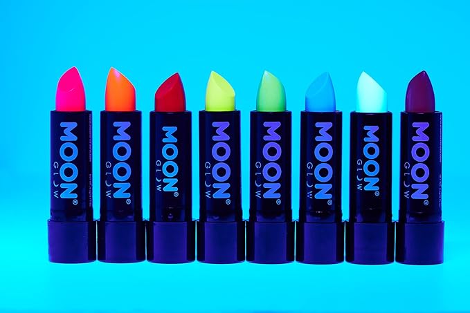 Moon Glow - Blacklight Neon UV Lipstick 0.16oz Set of 16 colours (Pastel & Intense) – Glows brightly under Blacklights/UV Lighting!