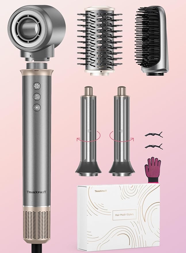 5-in-1 High Speed Hair Dryer Brush – Ionic Hot Air Brush Styler Set for Fast Drying, Straightening, Curling & Volumizing – Lightweight Travel Design Hair Styling Tool