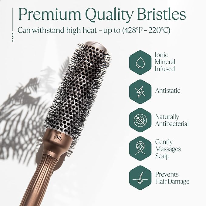 Osensia Round Brush for Blow Drying 1.3 Inch, Vented Hairbrush for Styling, Salon Blowouts, All Hair Types, Ionic, Ceramic, Builds Hair Volume, Reduces Frizz