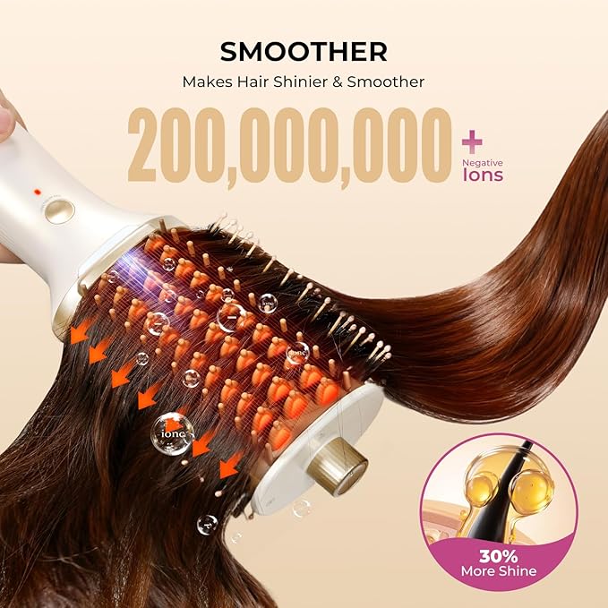 Upgraded 2-in-1 Blow Dryer Brush with Heated Comb - Volumizer Hair Dryer Brush for Hair Drying & Styling, Salon Blowouts, Frizz-Free Shiny Hair, Reduced Heat Damage, Suitable for All Hair Types