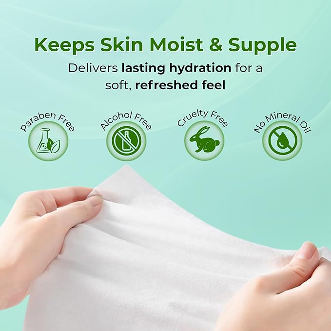 Feladel Aloe Vera Makeup Remover Wipe, 120pcs Gentle & Hydrating Face Wipes With Aloe Extract | Soft, Non-Irritating Cleansing Wipes for All Makeup Types & Daily Use