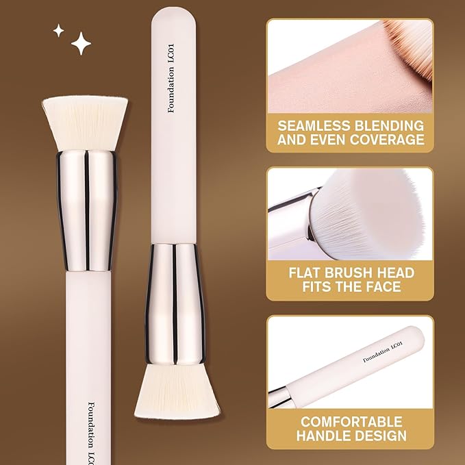 High-Efficiency Foundation Brush LC01 - Flat Design for Seamless Blending, Skin-Friendly Bristles, Comfort Handle