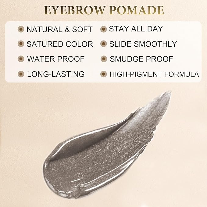 Makeup Kit with 4 Tip Waterproof Microblading Eyebrow Pencil, Eyeliner, Pomade and Dual-ended Brush, Brow Pencil Kit for Natural Looking - Grey