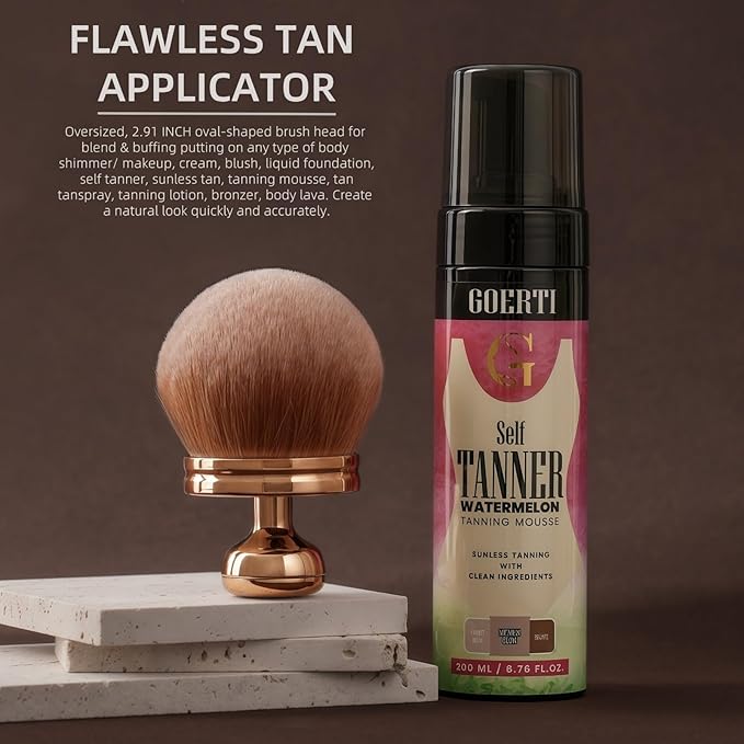 Extra Large Kabuki Body Self Tanner Brush - Blend & Blur Body Brush, Bronzer Tan Tanning Application for Flawless Body & Leg Tanner Makeup, Big Kabuki Tanning Applicator for Face