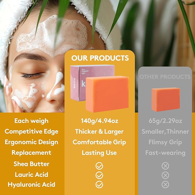 RGBB Kojic acid ginger yellow soap - containing vitamin C, shea butter moisturizing, fresh citrus aroma, facial and body cleansing soap, suitable for both men and women 140g x 2 Bars