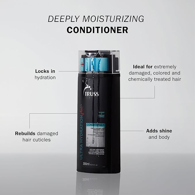 TRUSS Ultra Hydration Plus Hair Conditioner for Women & Men - Hydrating Conditioner for Dry Hair - Intense Repair for Extremely Dry, Damaged Strands - Color Protection & Frizz Control (10.14 oz)
