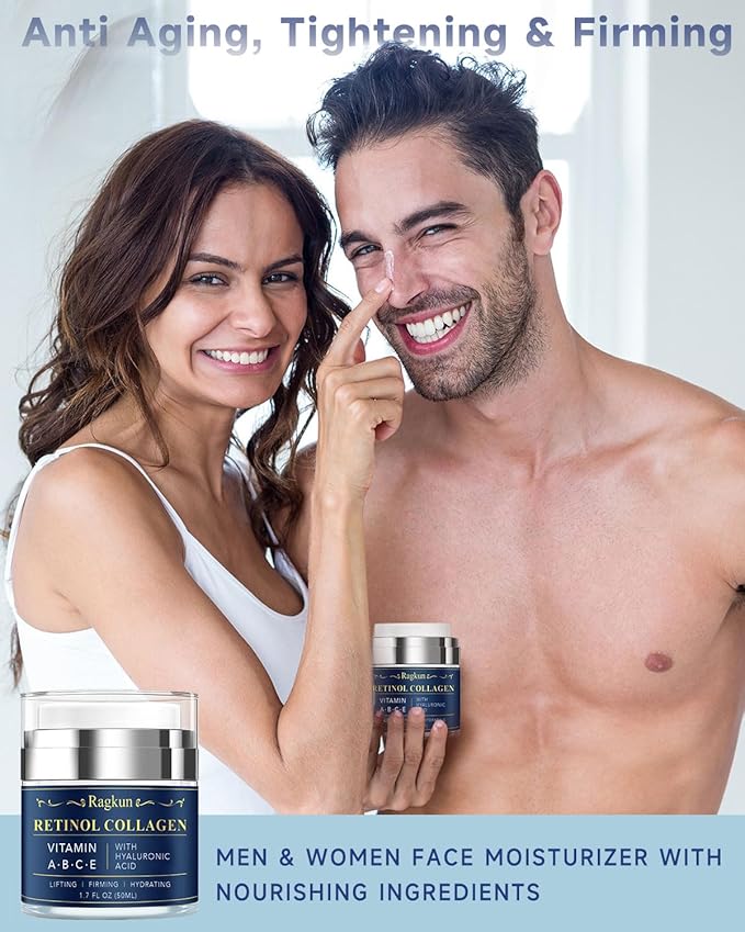 Retinol Cream for Face, Collagen Neck Creams for Tightening and Firming, Anti Aging Day & Night Facial Moisturizer for Women & Men, Instant Face Lift Wrinkle Cream 1.7 fl. oz.