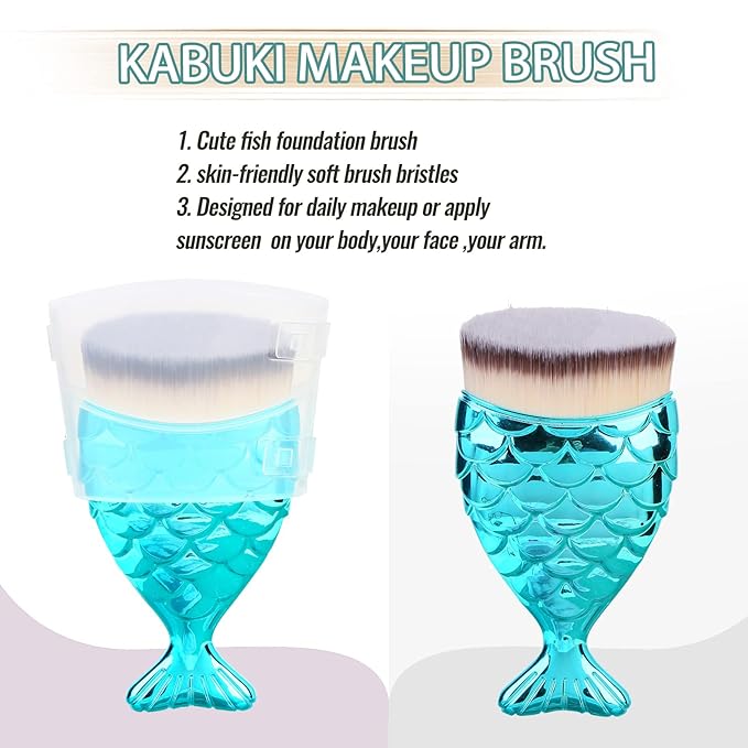UNIMEIX Sunscreen Brush for Face Kabuki Brush Sunscreen Applicator for Kids Foundation Makeup Brushes for Liquid Foundation Powder Cream Contour Buffing Stippling Blending (Cyanblue)