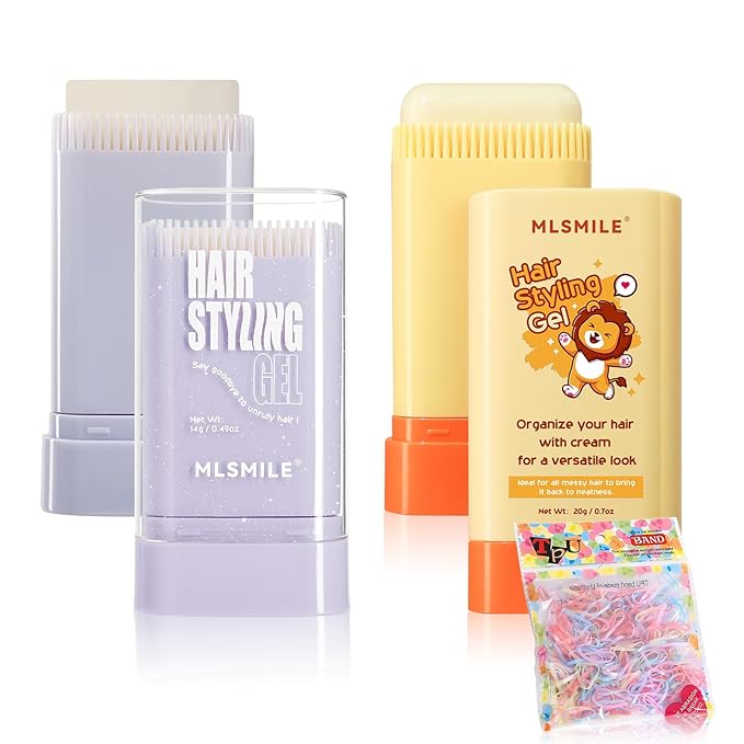 2pcsHair Styling gel for Women Baby Hair Wax Stick with Built-in Comb Wax Stick for Hair Slick Stick Hair Care Styling Waxes for Fly Away & Edge Frizz Hair Refreshing Non-Greasy