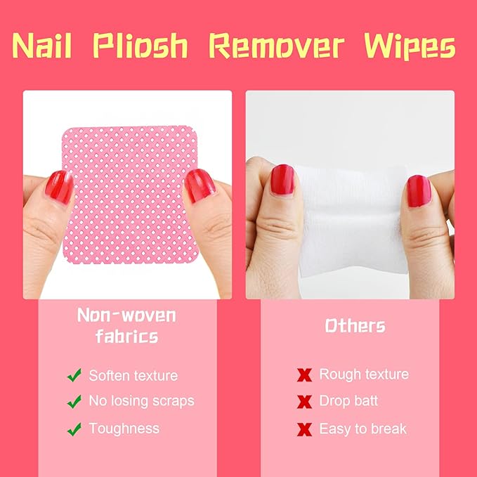 Maitys 1000 Pieces Eyelash Extension Glue Wipes Eyelash Glue Cleaner Non Woven Fabric Wipes Lash Supplies Accessories Tools for Extension Nail Polish Bottle(Rose Red)